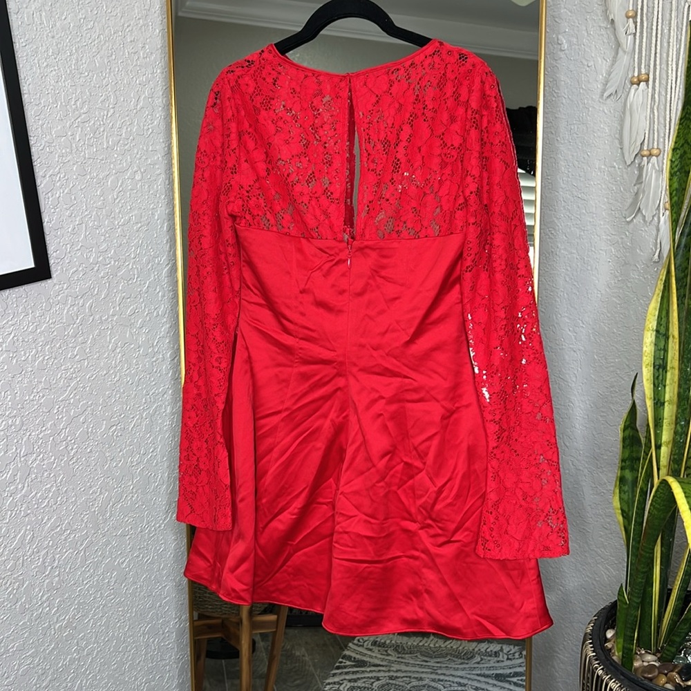 HOUSE OF CB 'Jennica' Red Rose Satin And Lace Mini Dress NWOT - Picture 11 of 11